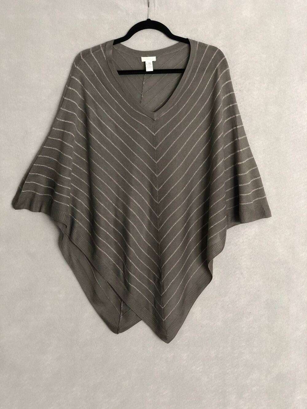 Chico's Triangle Knit Poncho Gray Women's L/XL